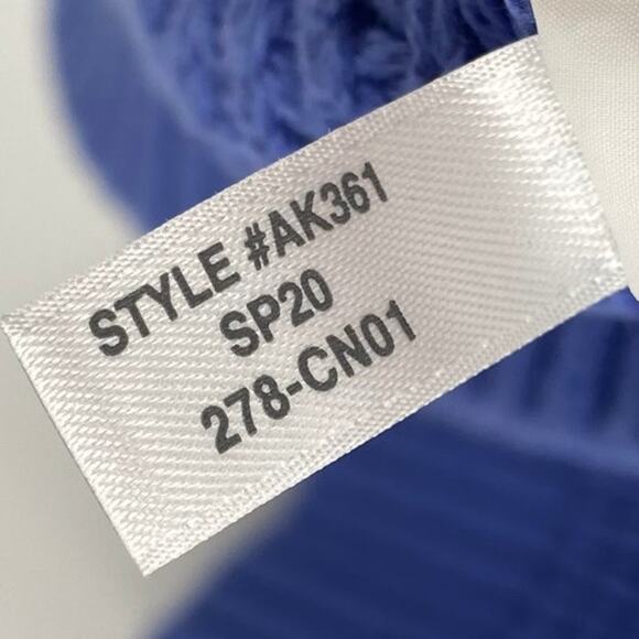 J Crew Cotton Waffle Chunky Knit Thermal Sweater V Neck Periwinkle Blue Large - Picture 6 of 7